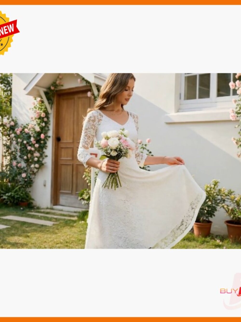 Long Sleeve Lace A-Line Midi Dress Formal Wedding Guest Party Cocktail - Picture 7 of 7